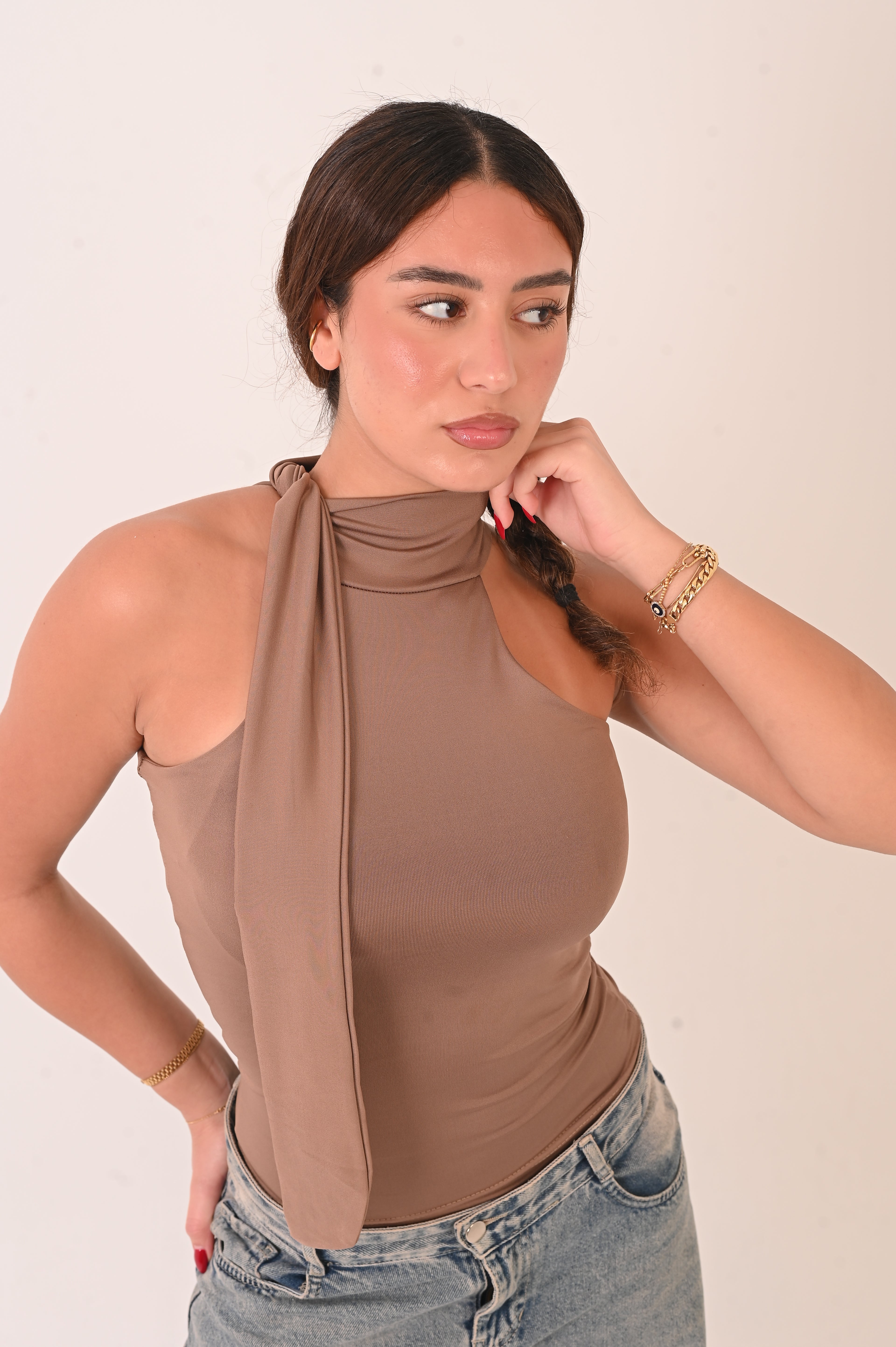 Halter Ribbon Neck - Caffee