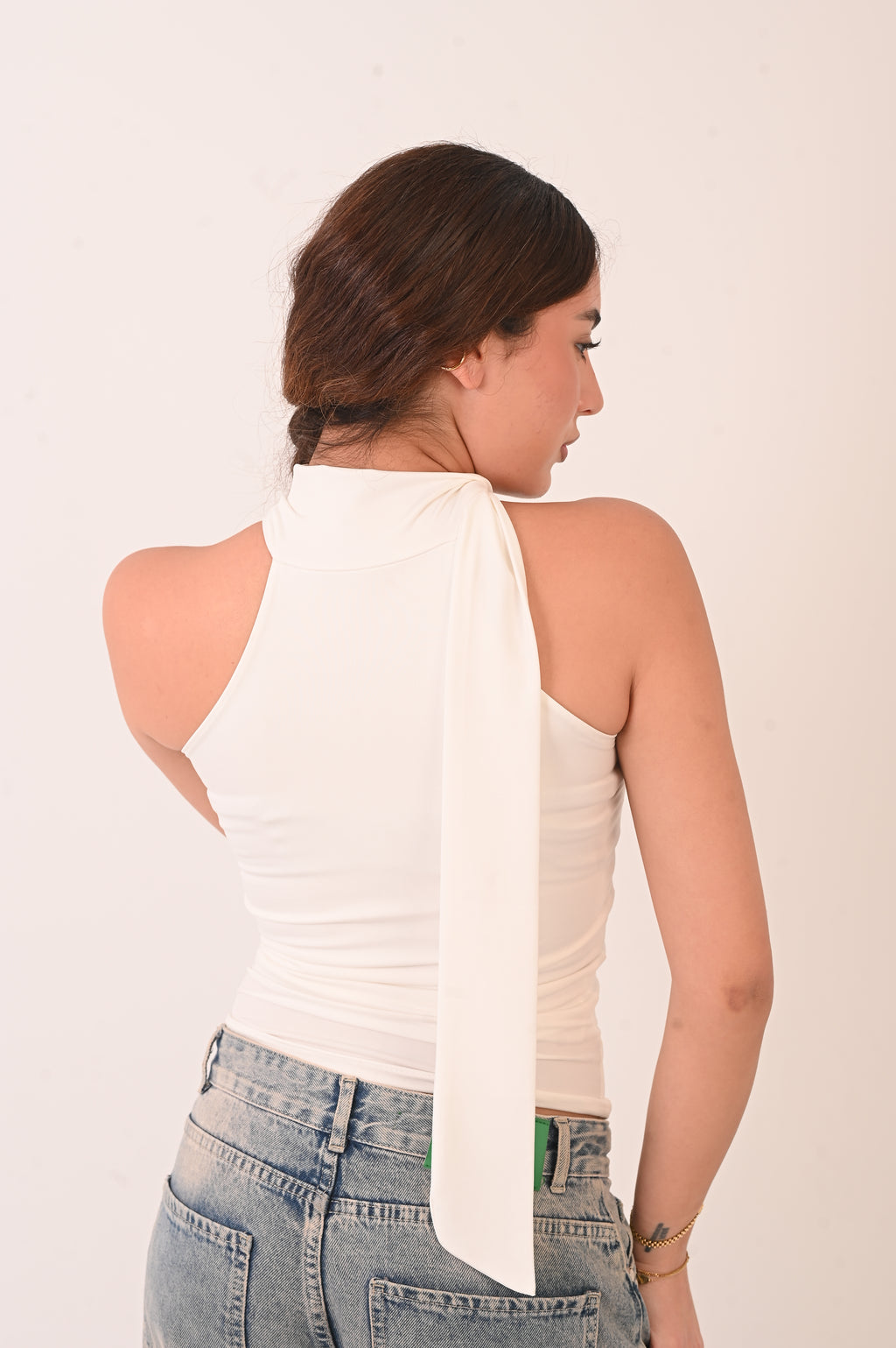 Halter Ribbon Neck -  White