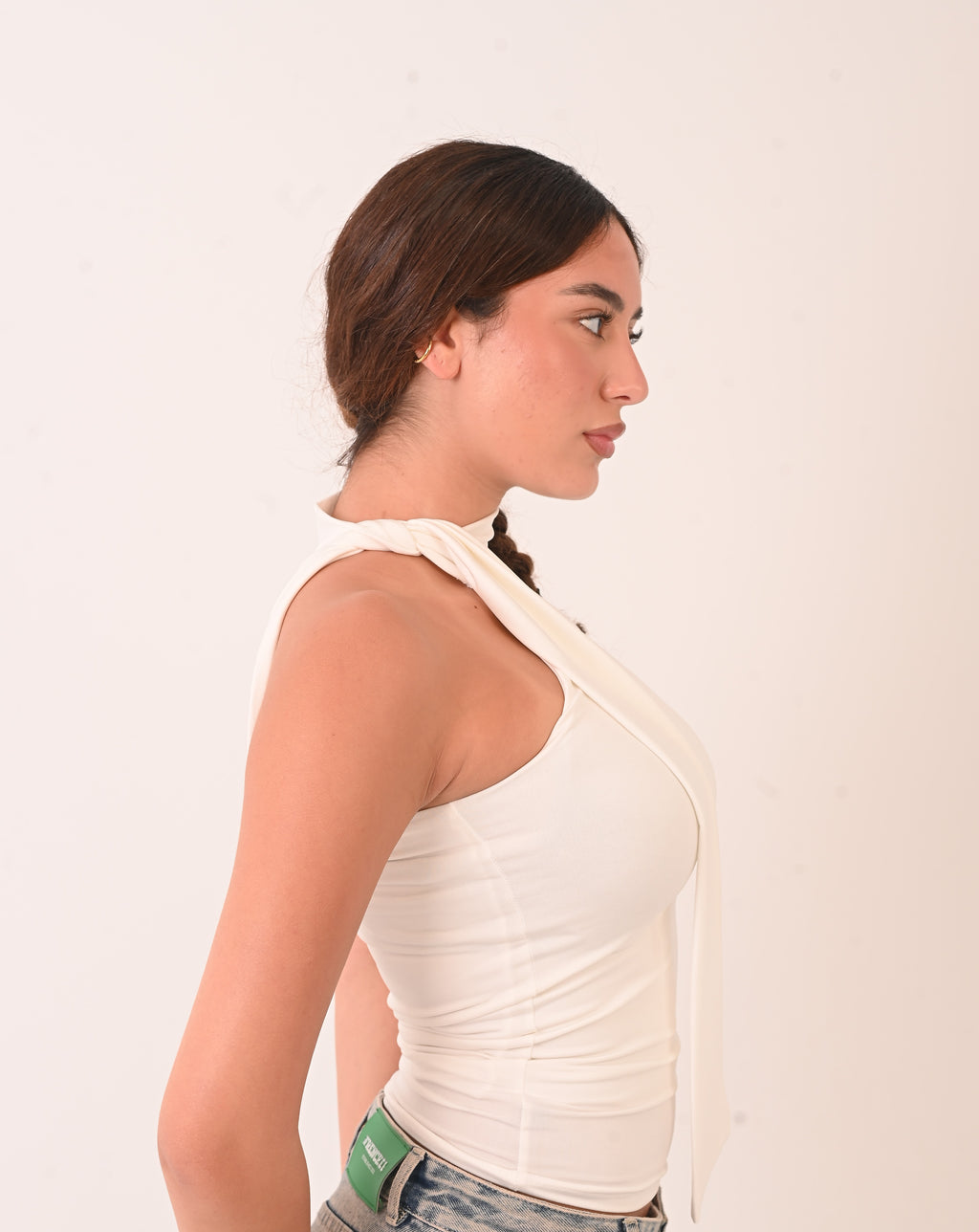 Halter Ribbon Neck -  White