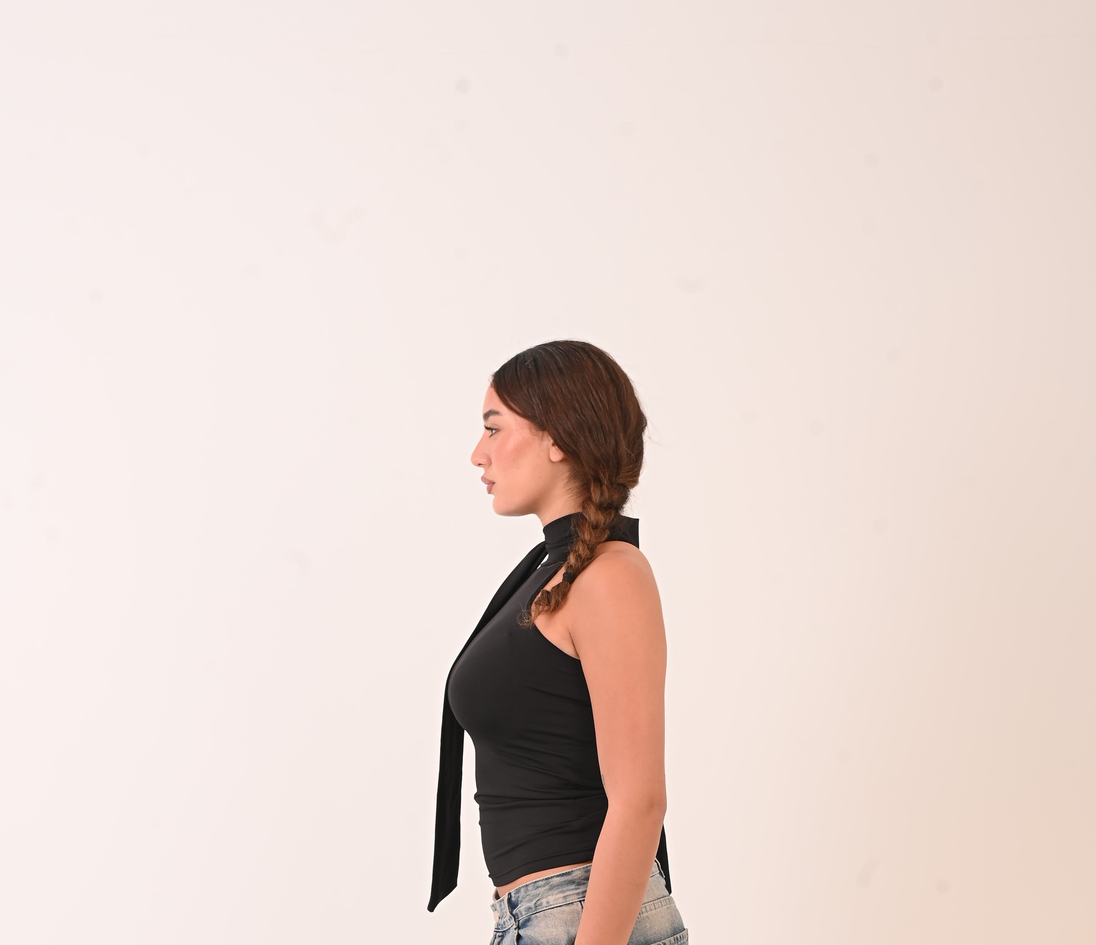 Halter Ribbon Neck - Black