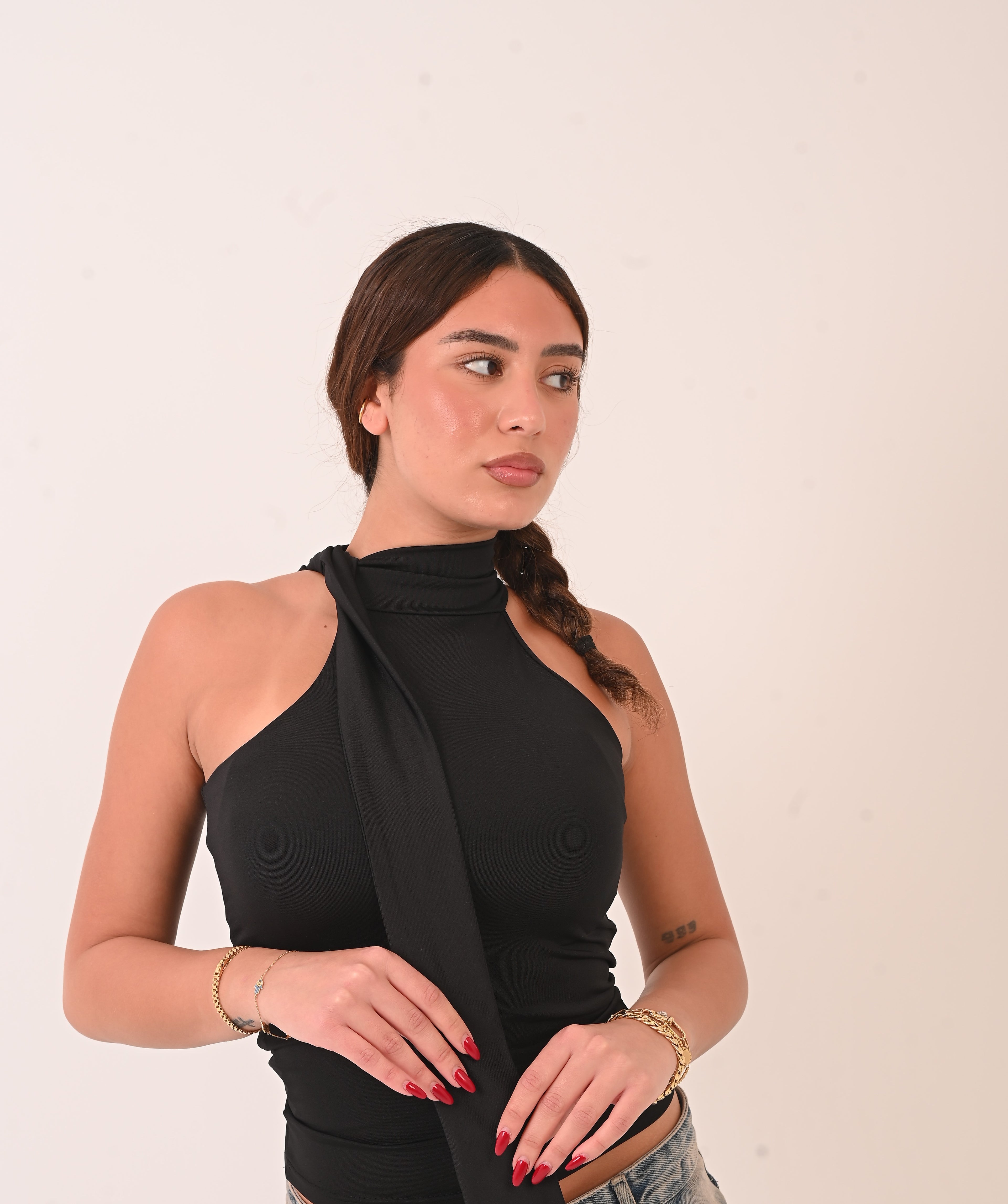 Halter Ribbon Neck - Black