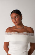 Off-Shoulder Lace Top / White